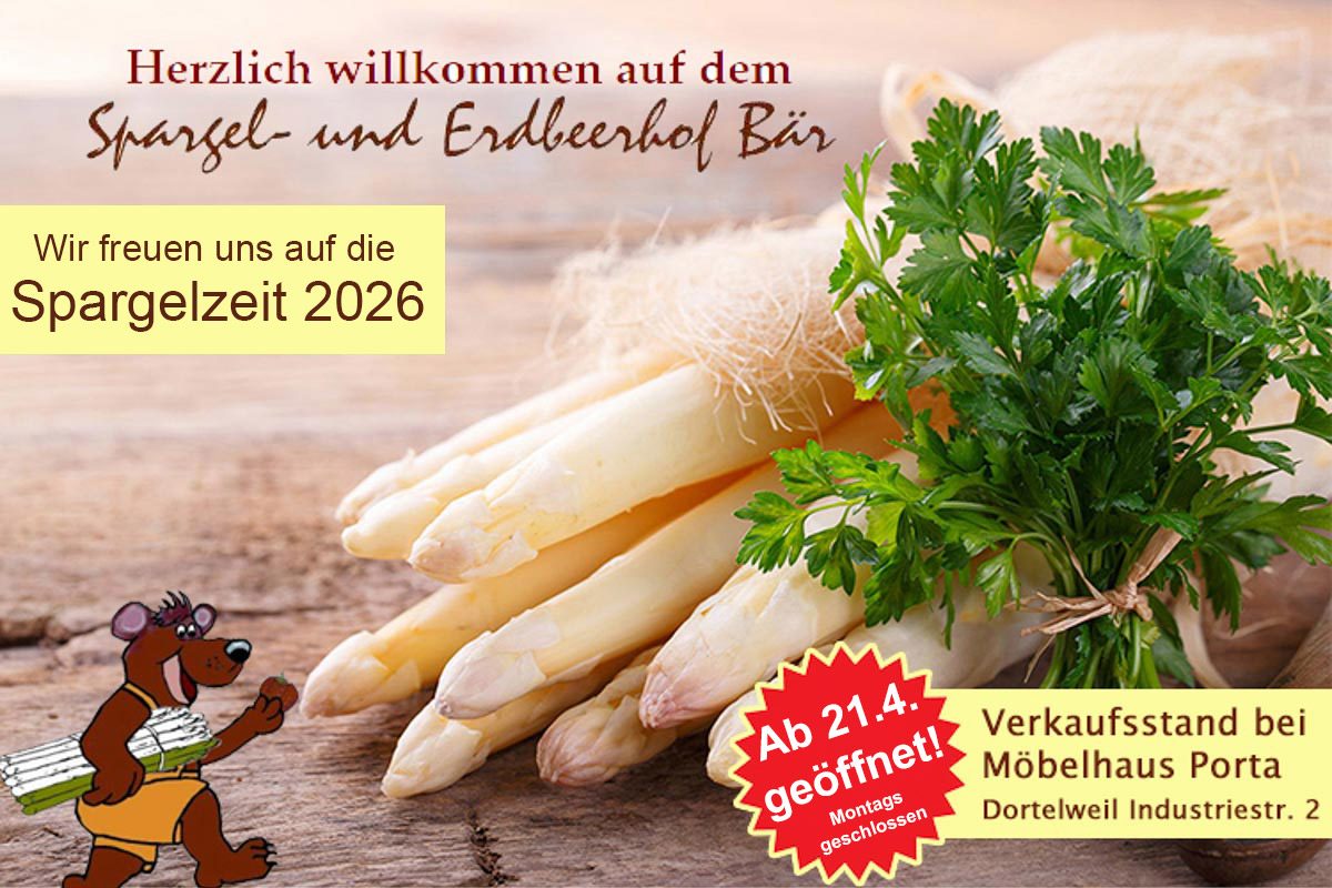 Spargelzeit 2026 montags geschlossen